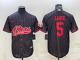 Men's San Francisco 49ers #5 Trey Lance Black With Patch Cool Base Stitched Baseball Jersey,baseball caps,new era cap wholesale,wholesale hats